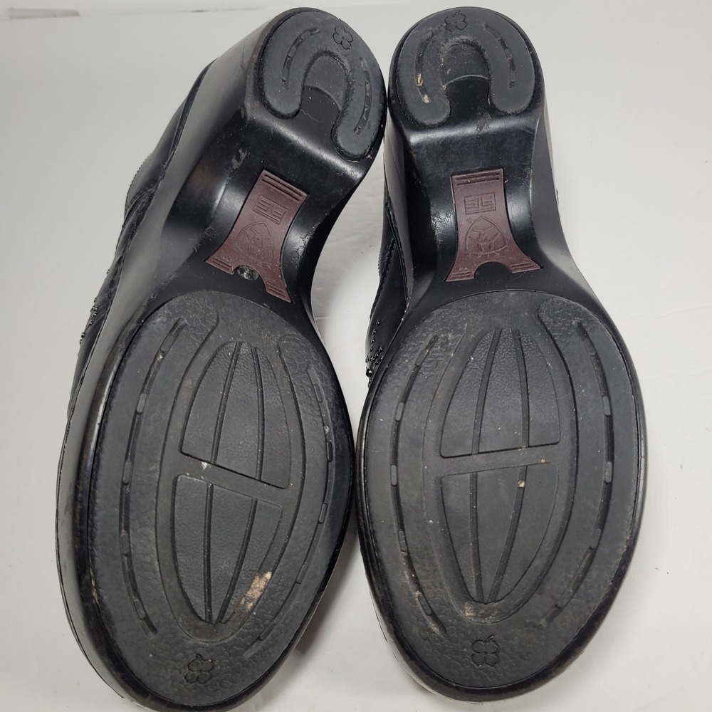 ARIAT Western Black Leather Studded Clog Women 10B Black Slip On Shoes - Picture 9 of 11